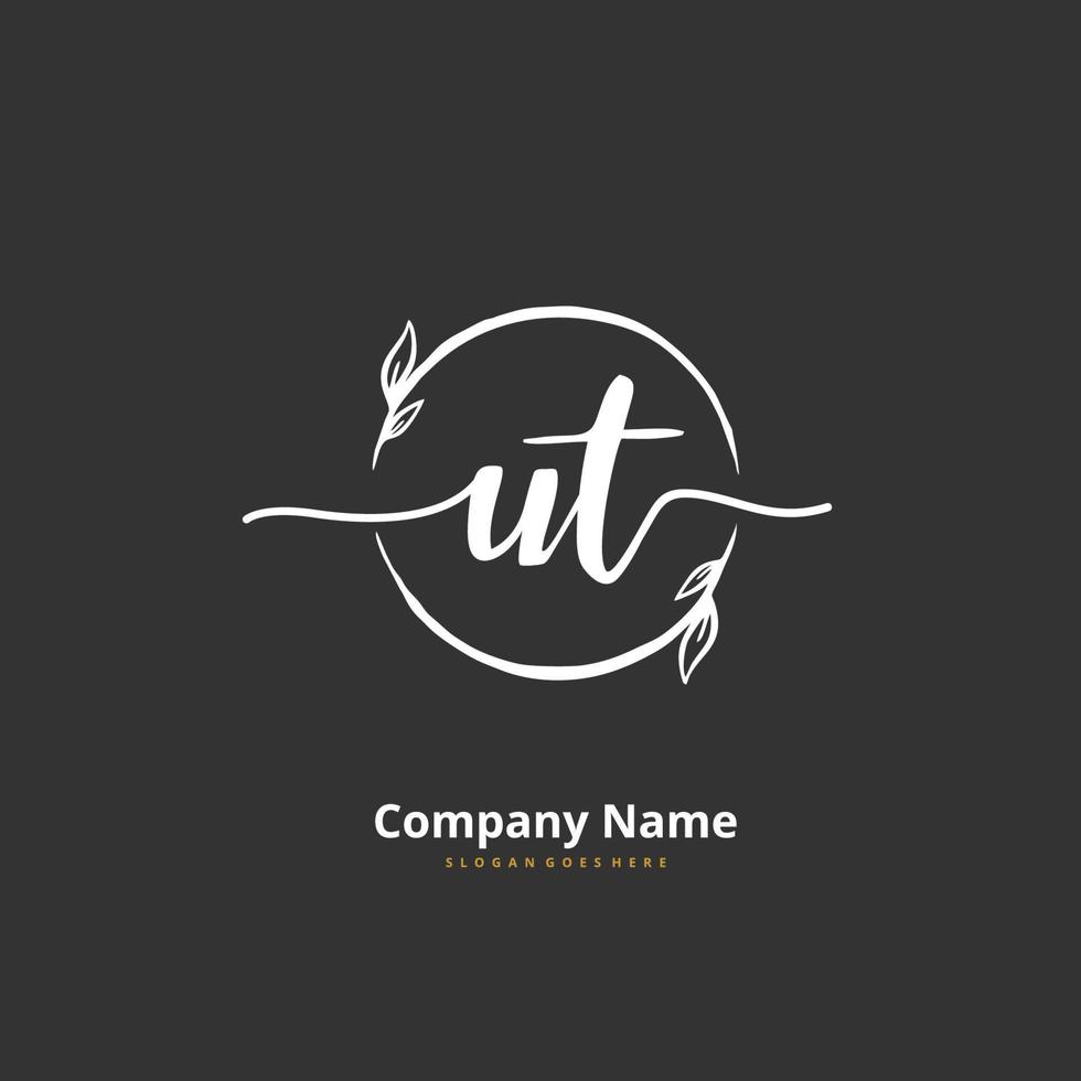 ut iniziale grafia e firma logo design con cerchio. bellissimo design manoscritto logo per moda, squadra, nozze, lusso logo. vettore