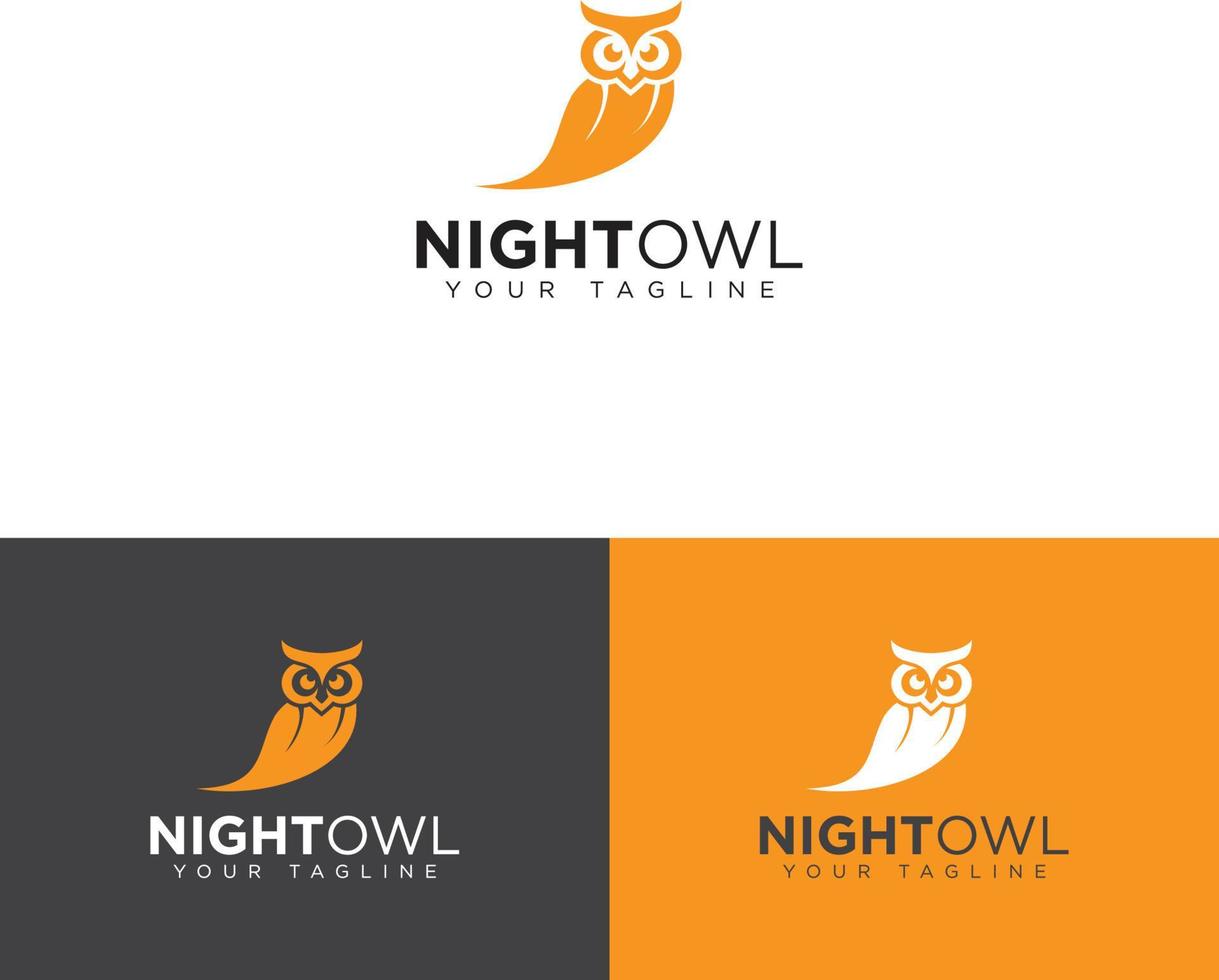 notte gufo logo design vettore