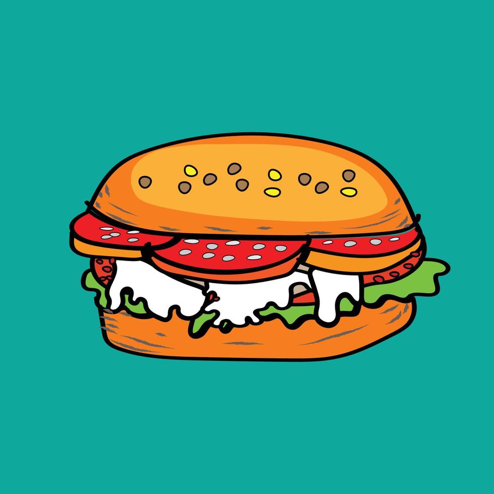 delizioso hamburger cibo Immagine design vettore