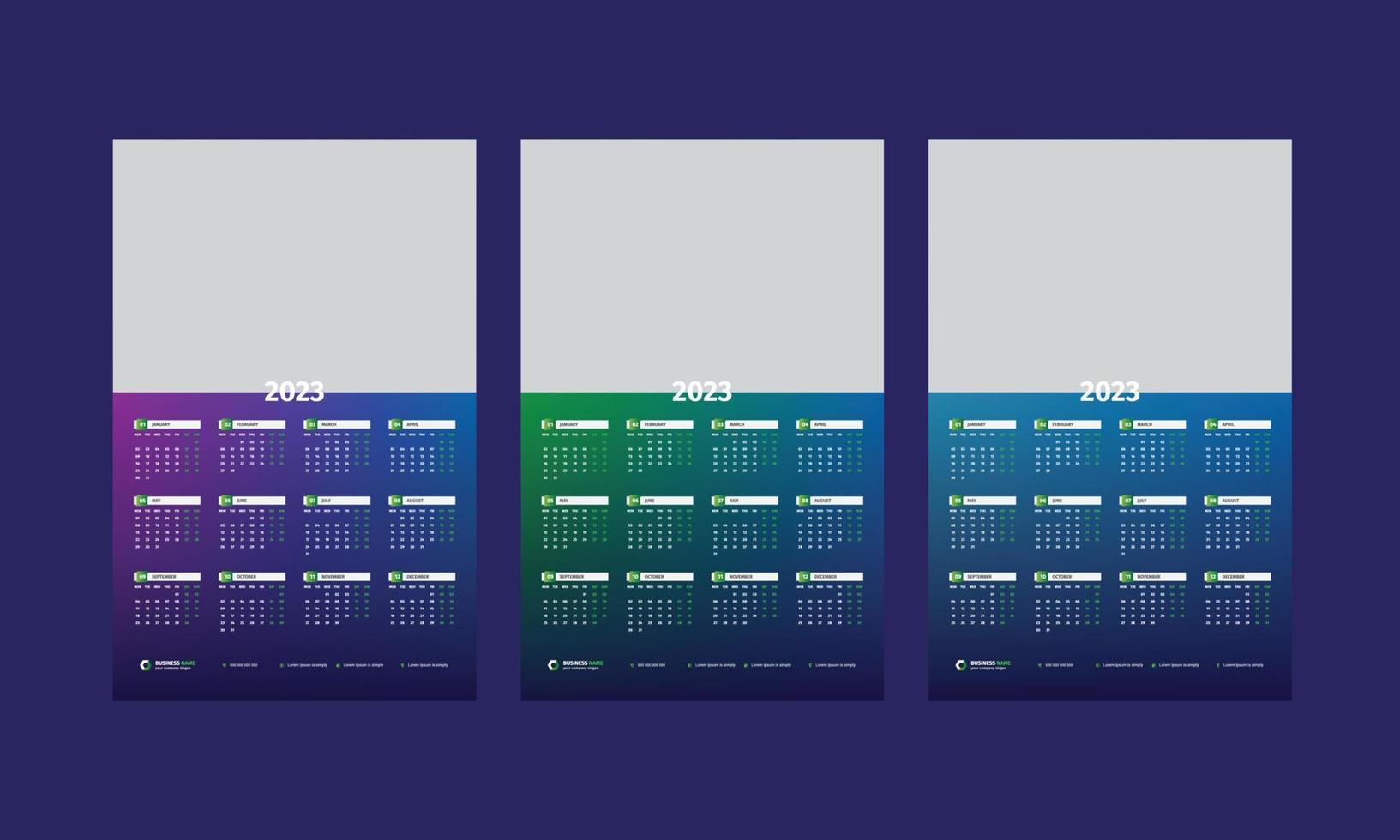 parete calendario 2023 modello vettore