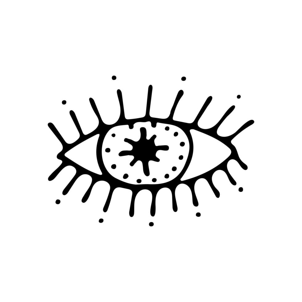 tutti vedendo occhio, esoterico simbolo, mano disegnato occhio per tatuaggio. vettore illustrazione isolato su bianca