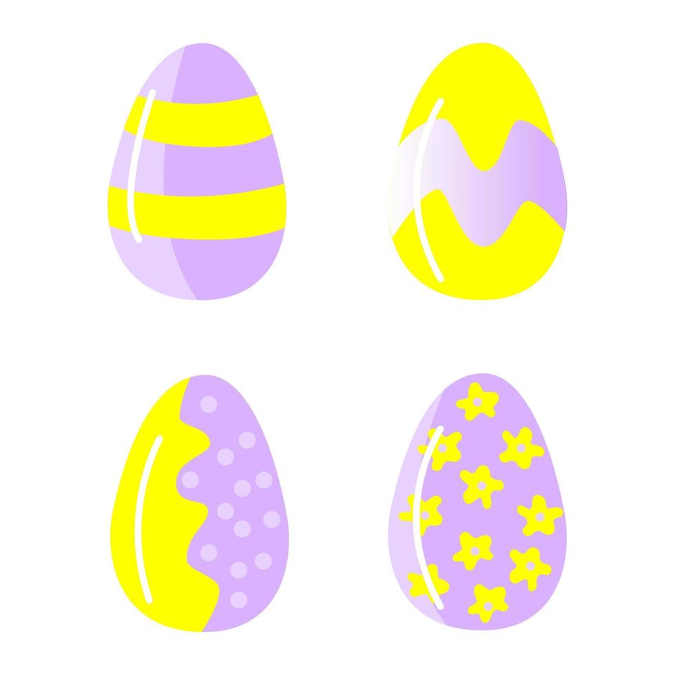 Pasqua uovo. isolato icona di religione vacanza e caccia alle uova vettore design. primavera stagione dipinto uova, ornamenti di strisce, puntini e abstracts elementi. colori giallo con liliano.