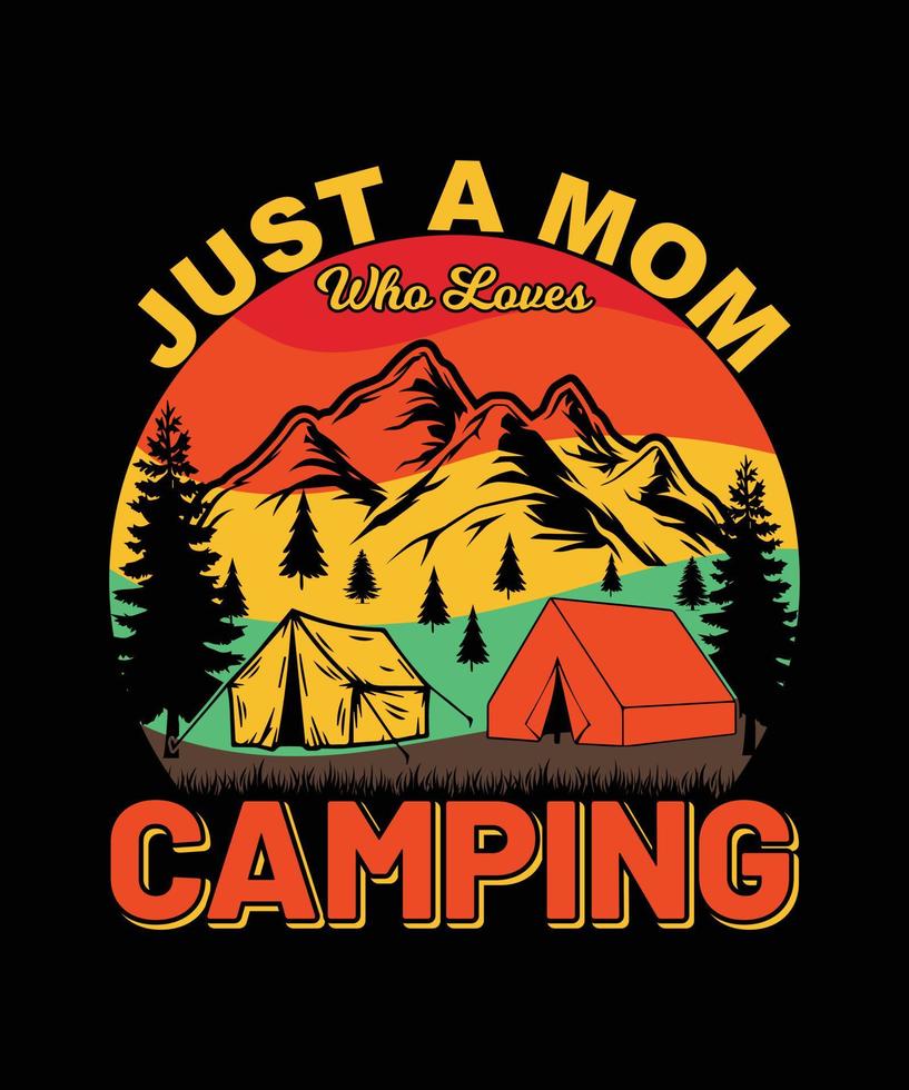 design t-shirt da campeggio vettore