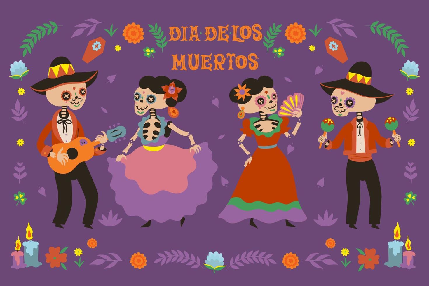 dia de los muertos saluto bandiera per giorno di il morto. vettore grafica.