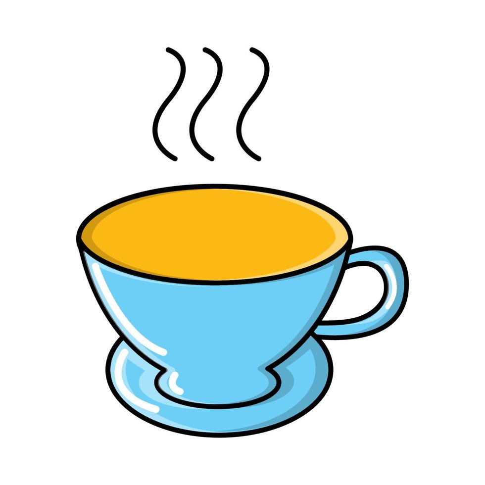 un' bicchiere di forte tonificante aromatico Presto caffè espresso Americano nel un' ceramica tazza con un' maniglia icona su un' bianca sfondo. vettore illustrazione
