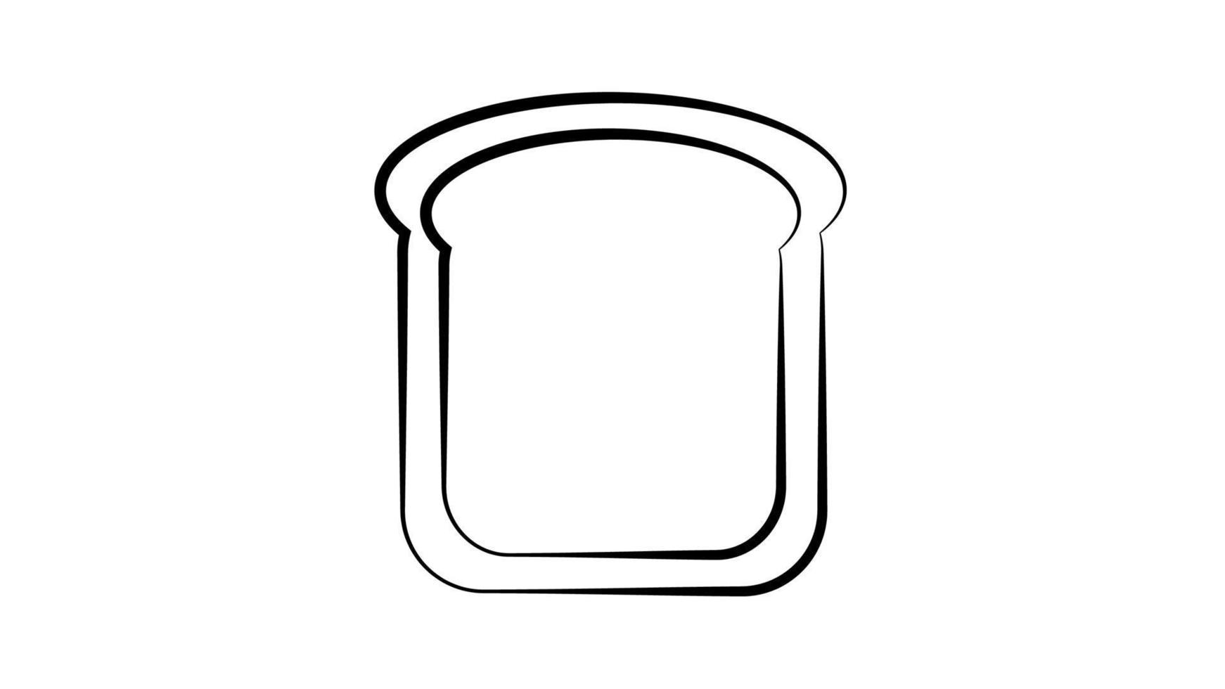 un' pezzo di pane con un' Crosta su un' bianca sfondo. vettore nero e bianca illustrazione. Sandwich pane, sormontato Sandwich base