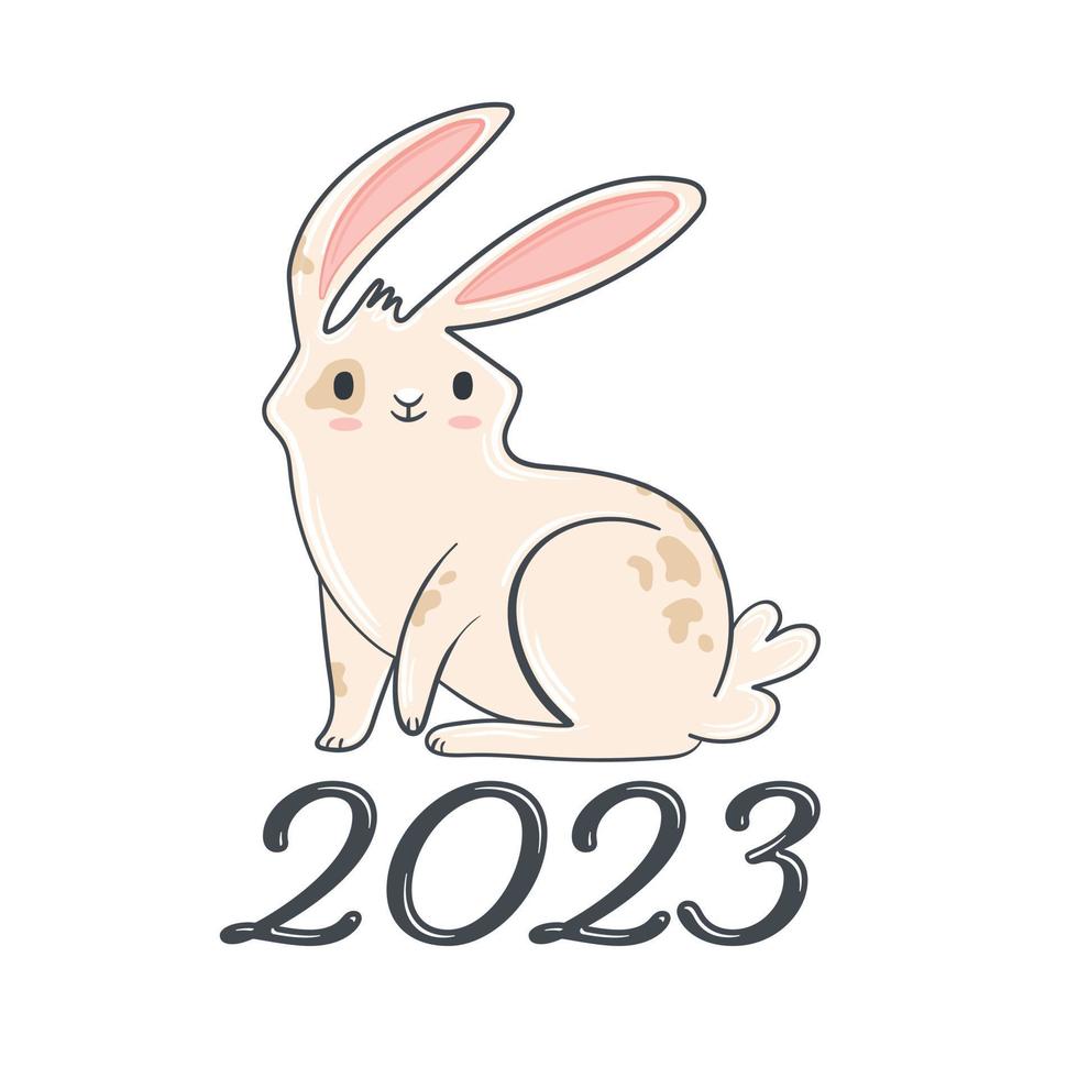 vettore illustrazione carino coniglietto simbolo 2023