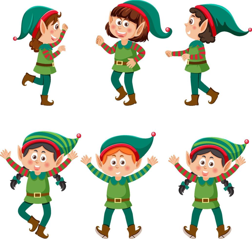 Natale elfi cartone animato personaggio collezione vettore