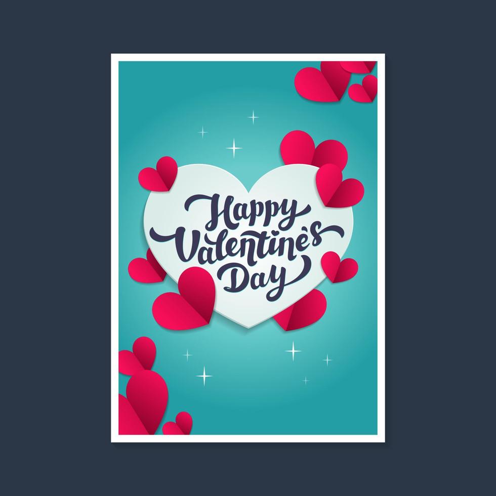 contento San Valentino S giorno saluto carta - amore giorno vettore carta o manifesto con cuori nel carta tagliare stile. vettore illustrazione