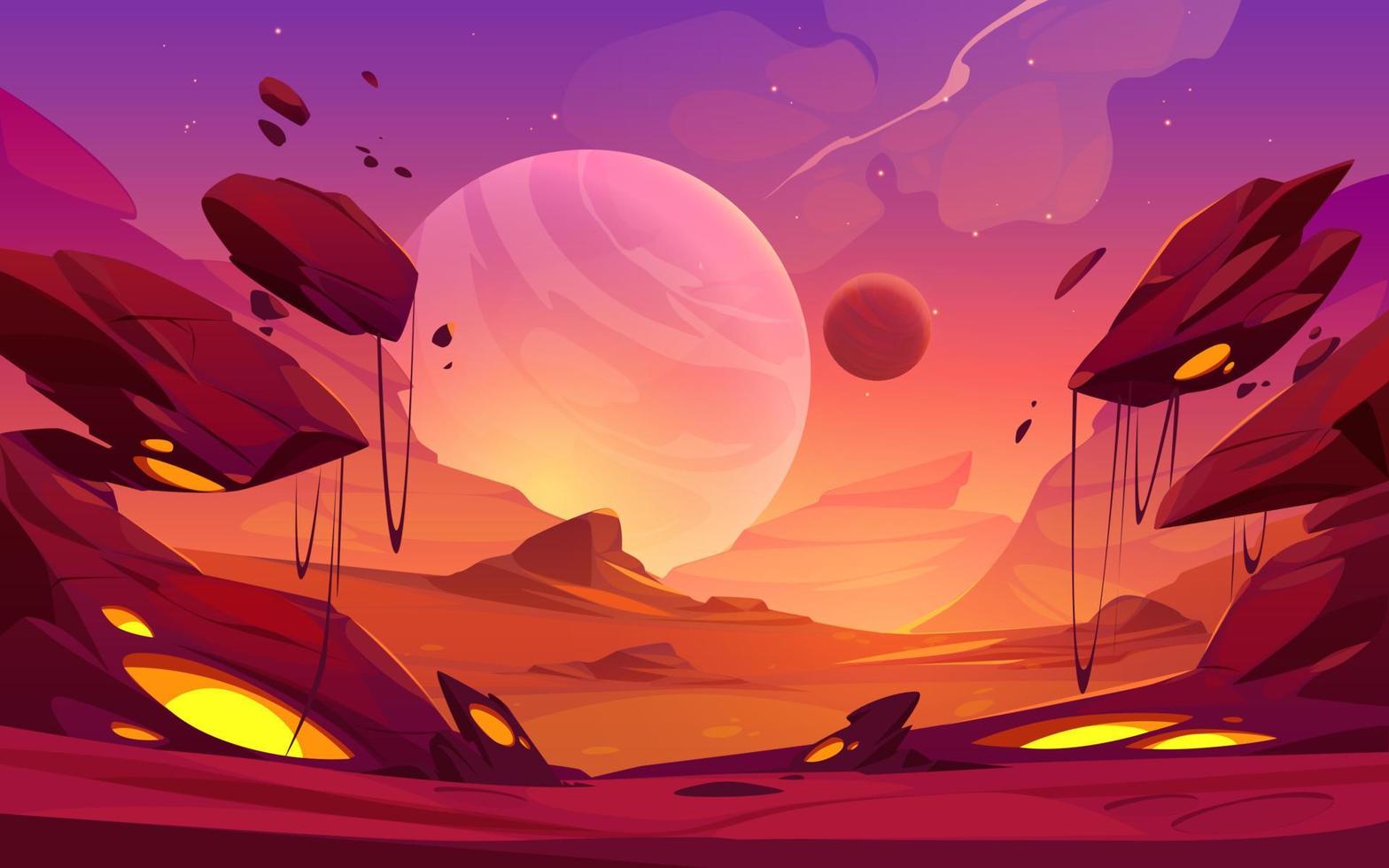 fantastico paesaggio di alieno pianeta con rocce vettore