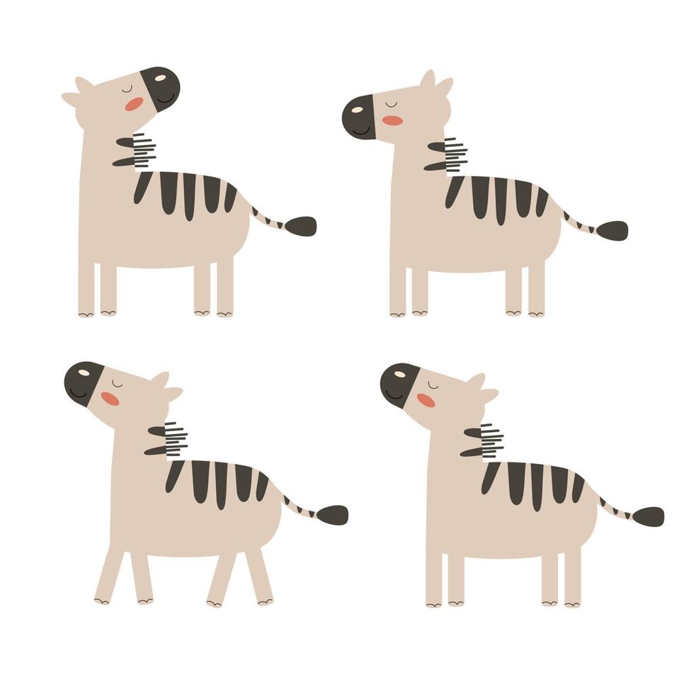 impostato di cartone animato zebre boho. vettore illustrazione