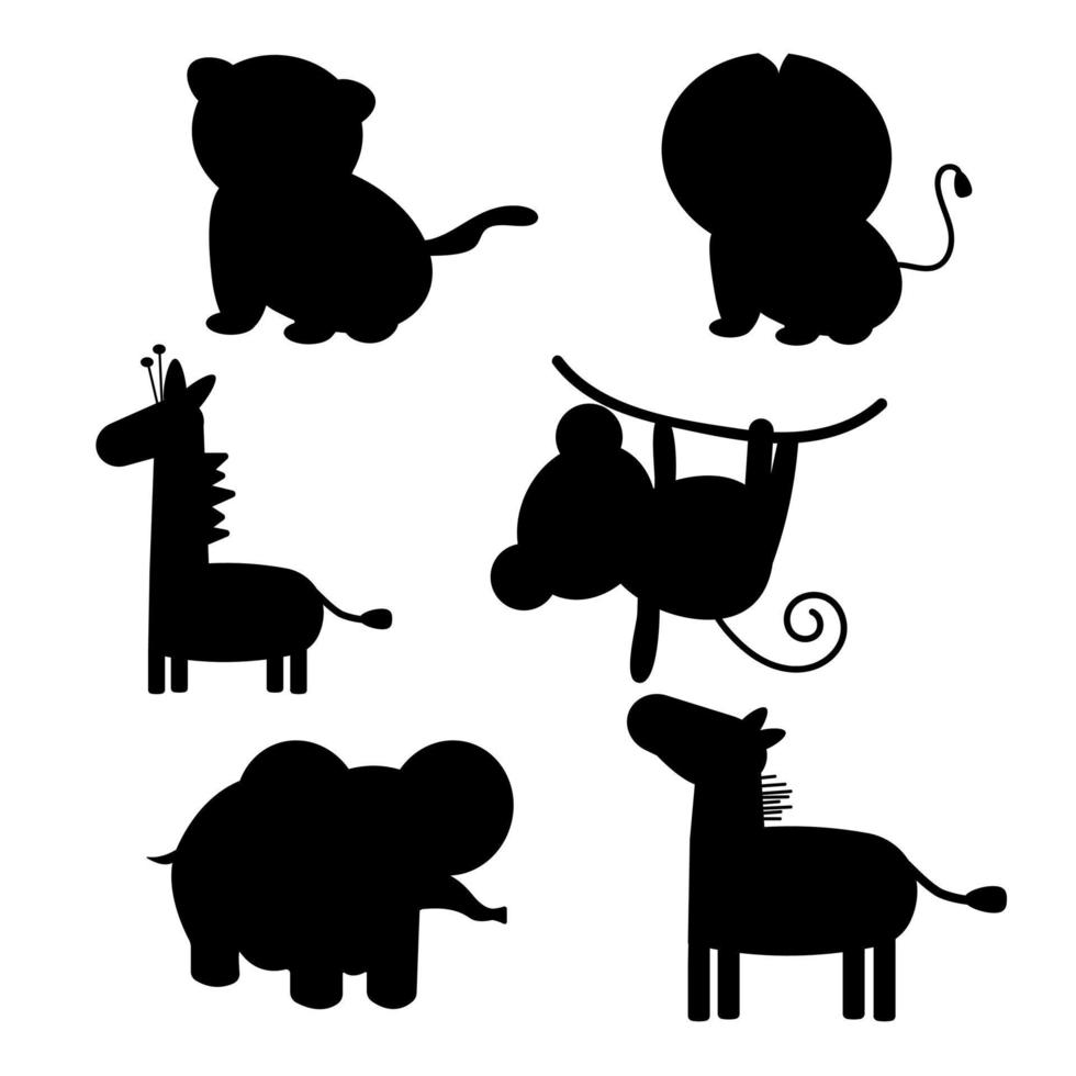 impostato di silhouette cartone animato animali boho. vettore illustrazione.