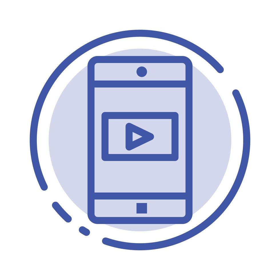 applicazione mobile mobile applicazione video blu tratteggiata linea linea icona vettore