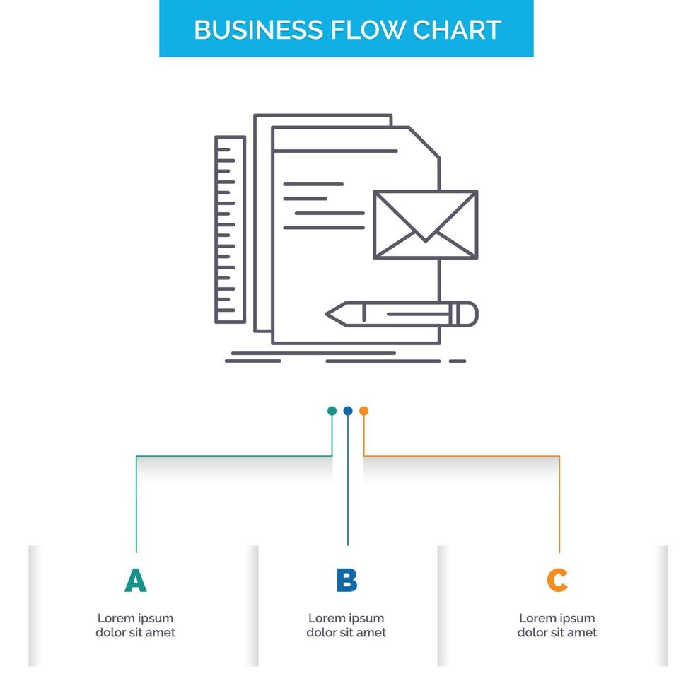 marca. azienda. identità. lettera. presentazione attività commerciale flusso grafico design con 3 passi. linea icona per presentazione sfondo modello posto per testo vettore