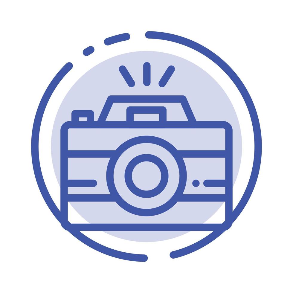 telecamera Immagine foto fotografia blu tratteggiata linea linea icona vettore