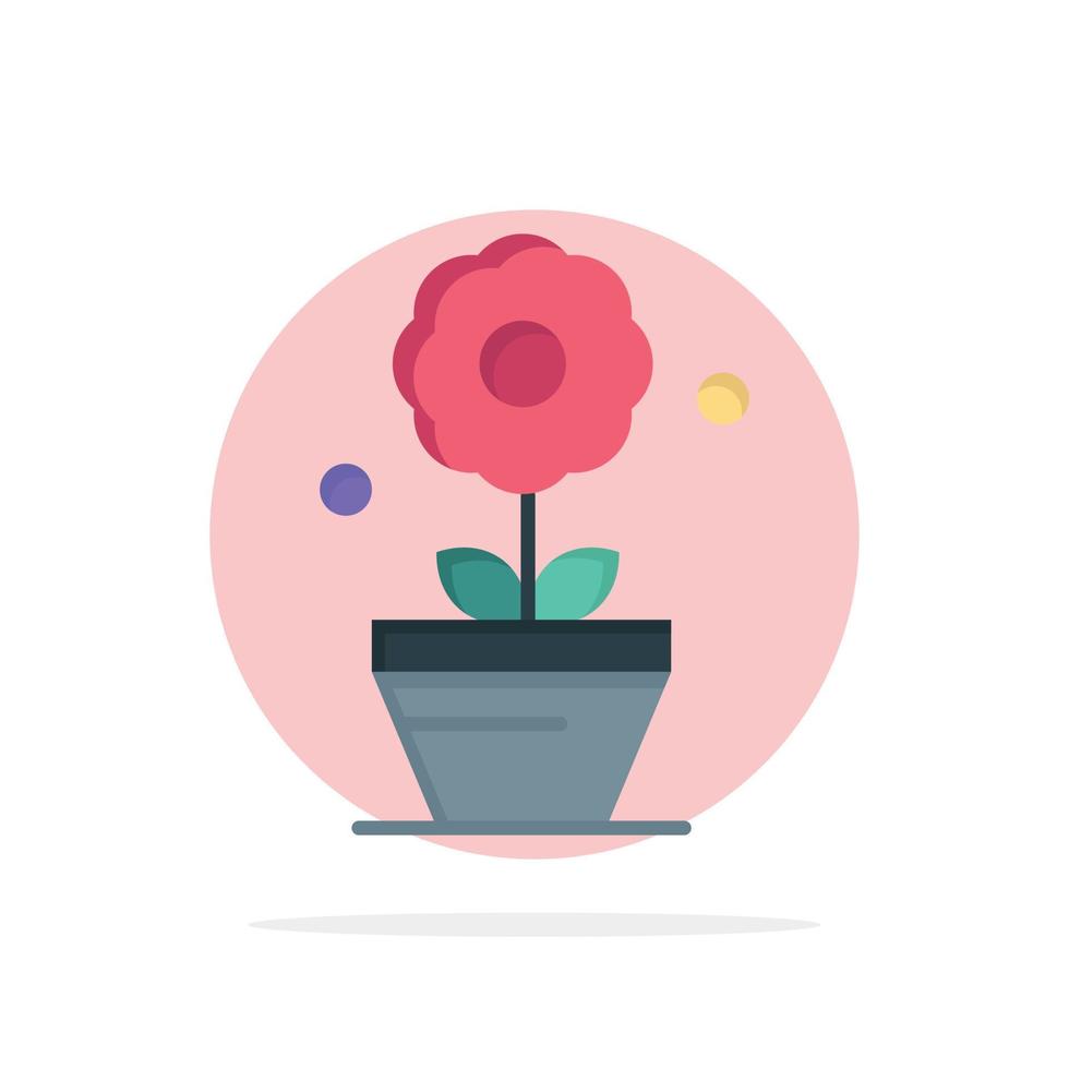 pianta crescita fiore astratto cerchio sfondo piatto colore icona vettore