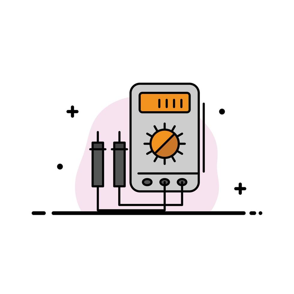 voltmetro ampere watt digitale tester attività commerciale piatto linea pieno icona vettore bandiera modello