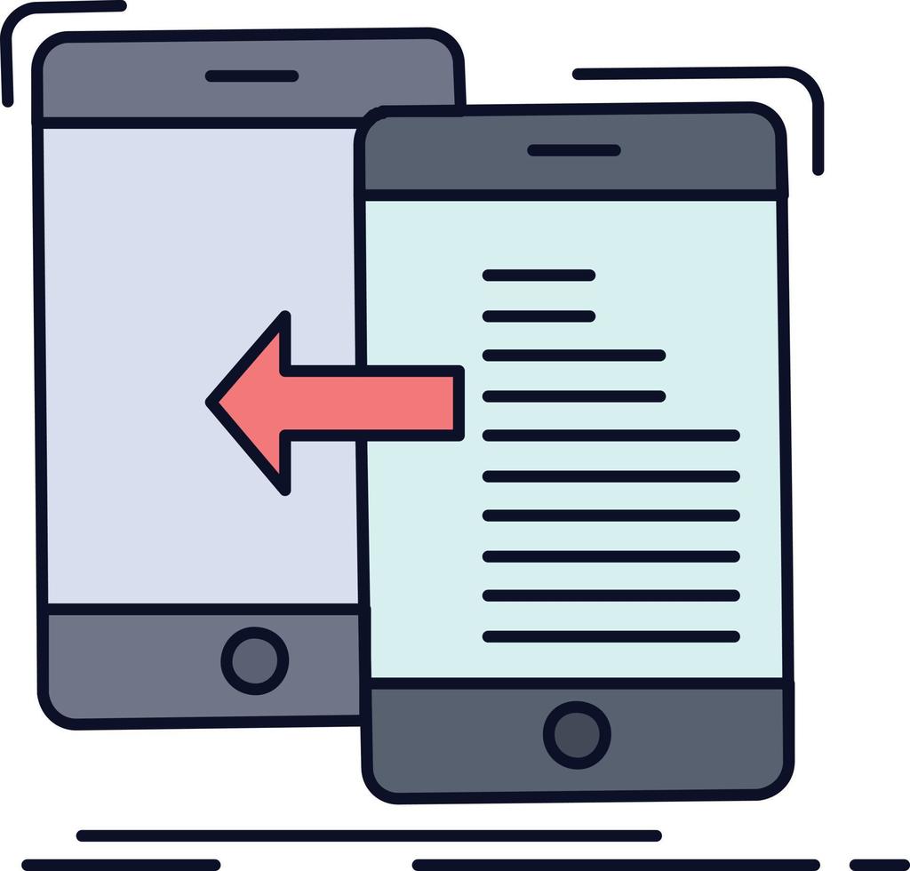 dati trasferimento mobile gestione mossa piatto colore icona vettore