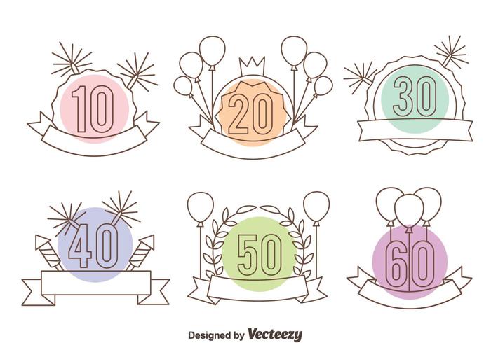 Linea di anniversario segno Vector Set