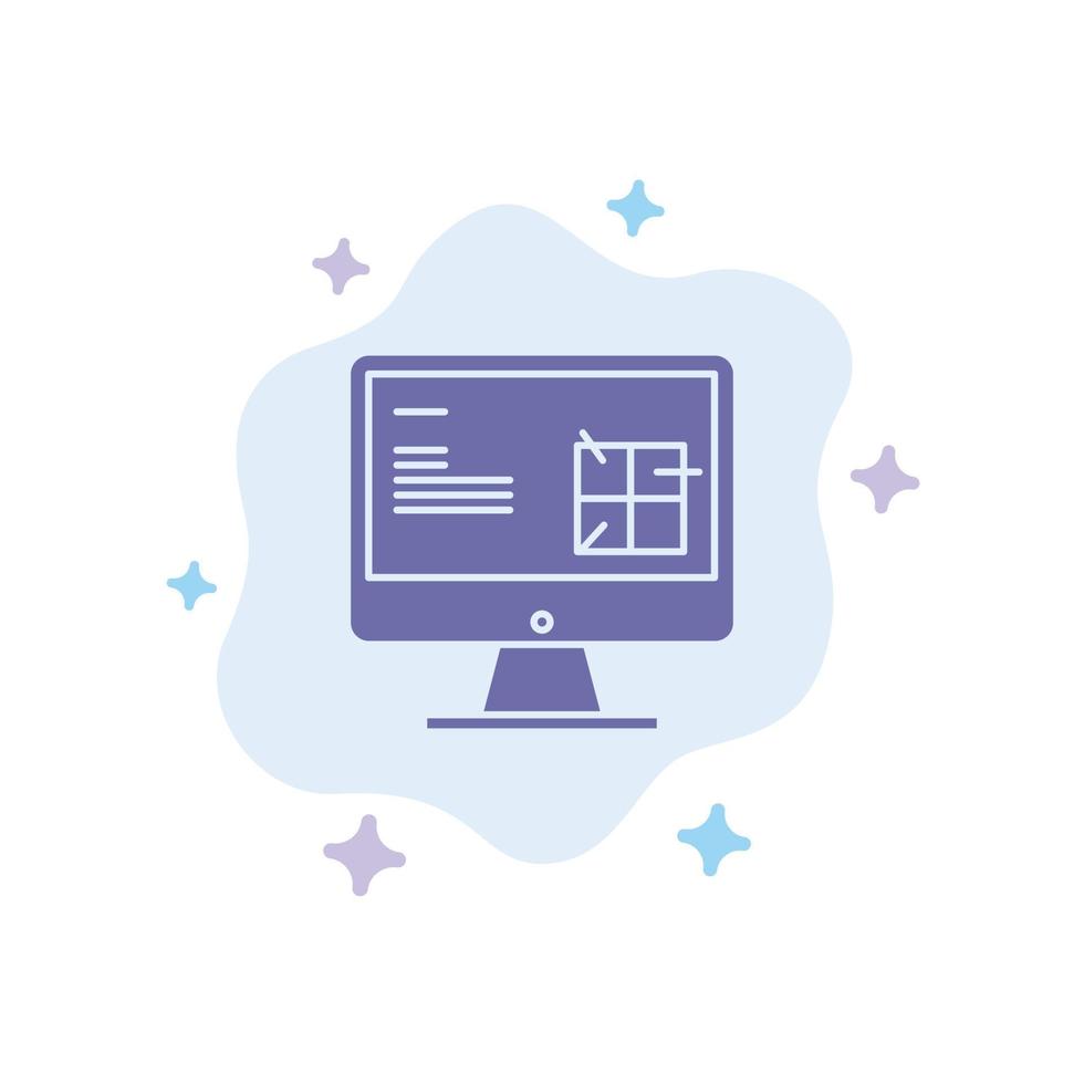 computer costruzione riparazione lcd design blu icona su astratto nube sfondo vettore