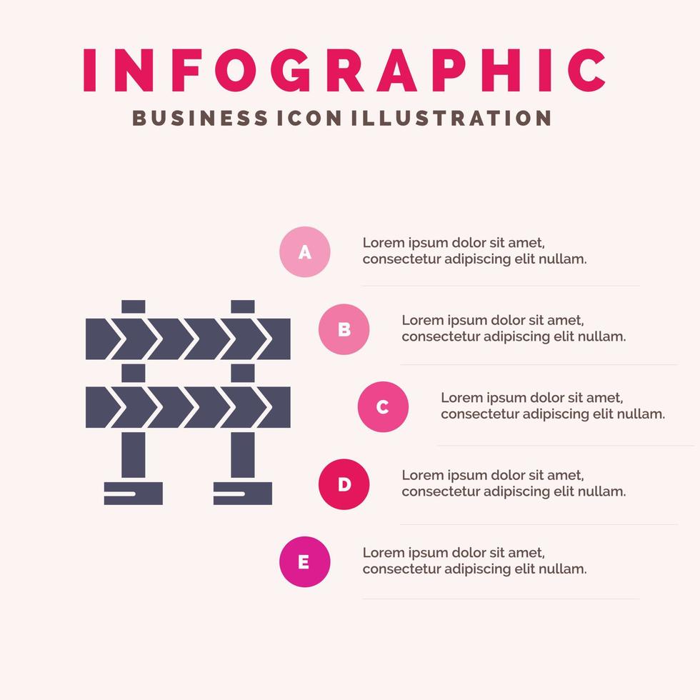 barricata barriera costruzione solido icona infografica 5 passaggi presentazione sfondo vettore