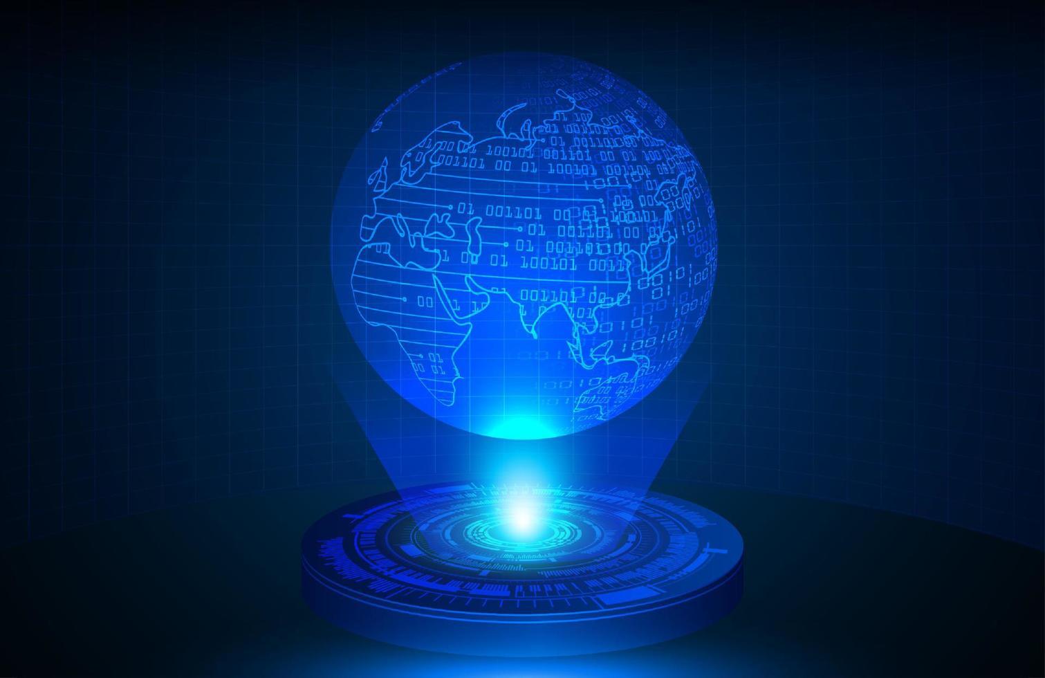 moderno mondo carta geografica blu olografico proiettore vettore