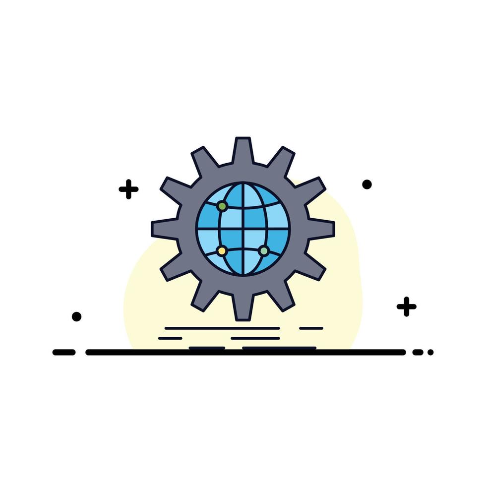 internazionale attività commerciale globo mondo largo Ingranaggio piatto colore icona vettore