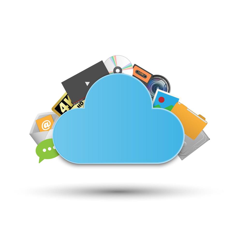 concetto di tecnologia di backup dei dati del sistema di archiviazione cloud vettore