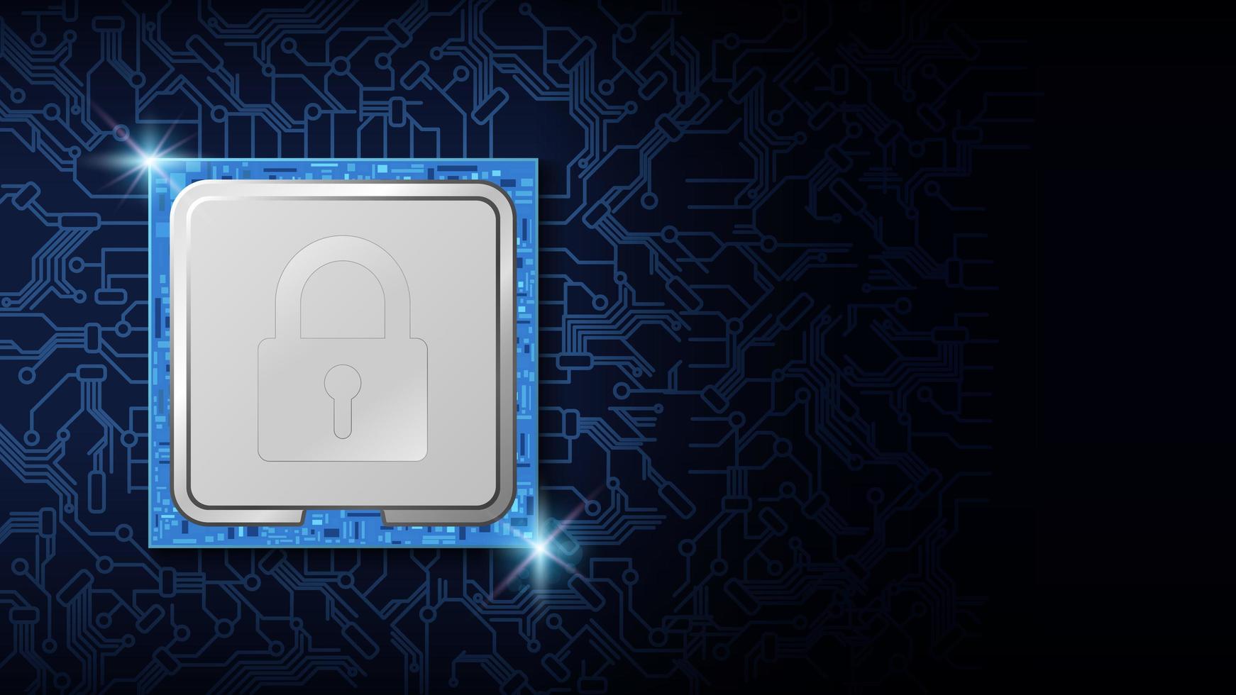 blocco di sicurezza informatica sul design elettronico del chip della cpu vettore