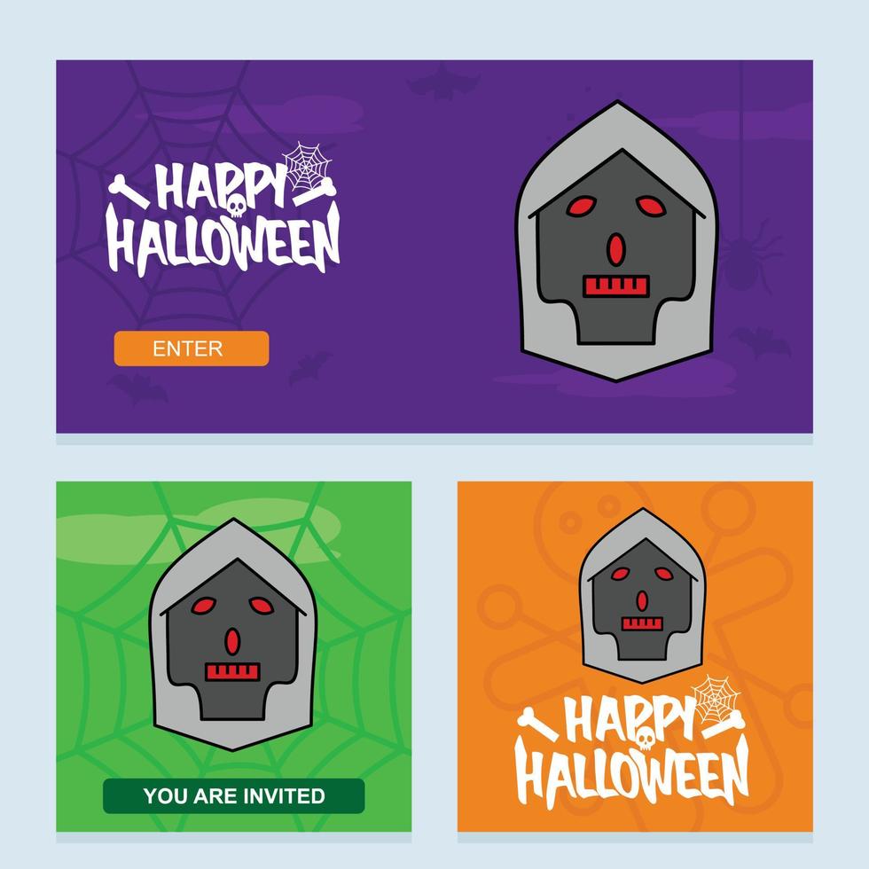 contento Halloween invito design con cranio vettore