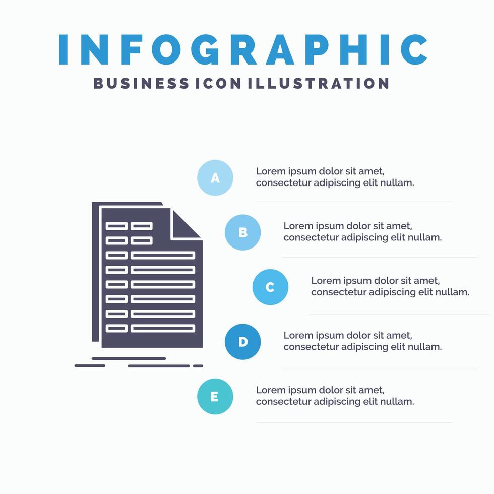 fattura. eccellere. file. fattura. dichiarazione infografica modello per sito web e presentazione. glifo grigio icona con blu Infografica stile vettore illustrazione.