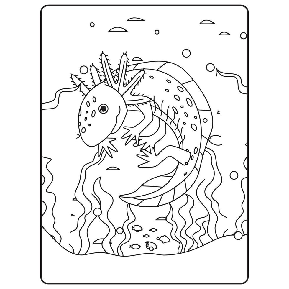 Axolotl colorazione libro pagine per bambini vettore