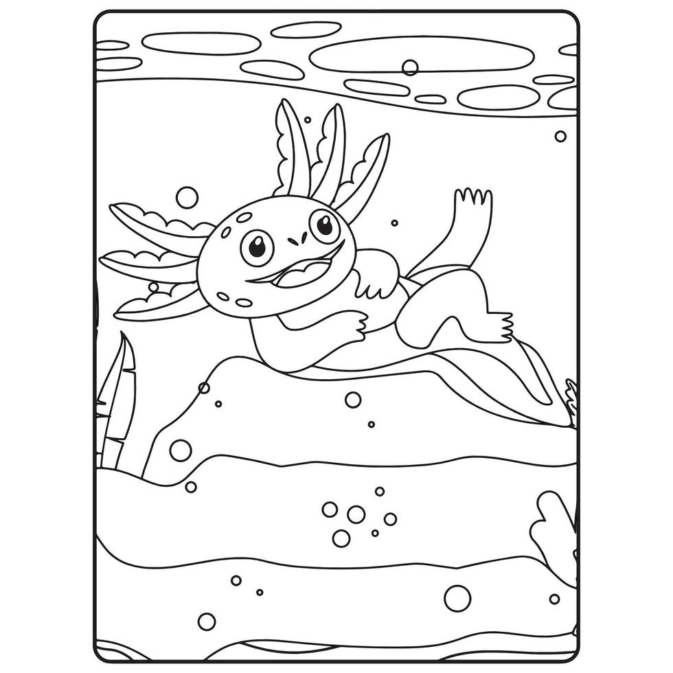 Axolotl colorazione libro pagine per bambini vettore