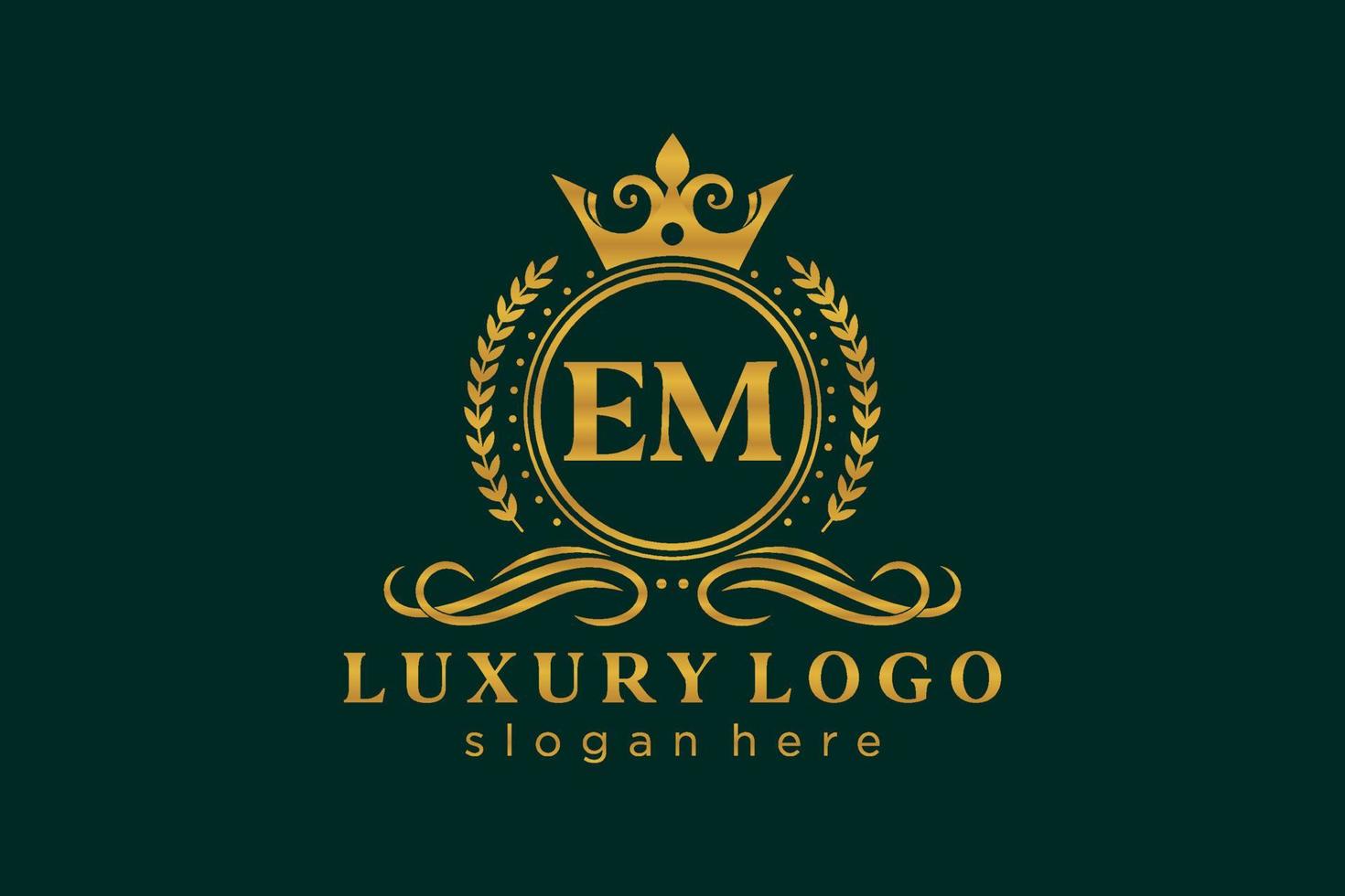 iniziale em lettera reale lusso logo modello nel vettore arte per ristorante, regalità, boutique, bar, Hotel, araldico, gioielleria, moda e altro vettore illustrazione.
