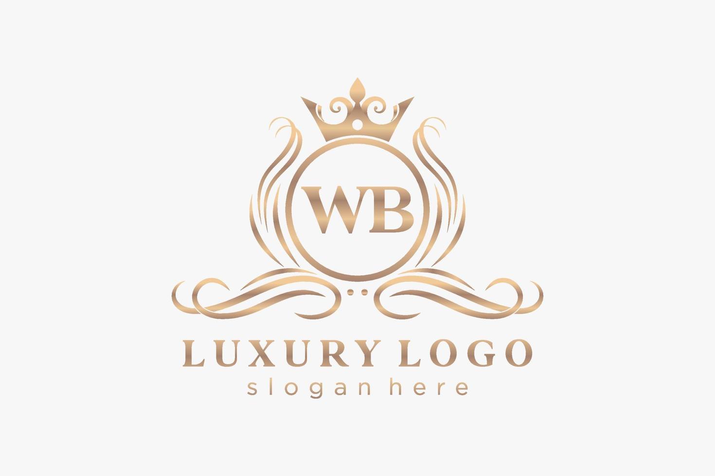 iniziale wb lettera reale lusso logo modello nel vettore arte per ristorante, regalità, boutique, bar, Hotel, araldico, gioielleria, moda e altro vettore illustrazione.