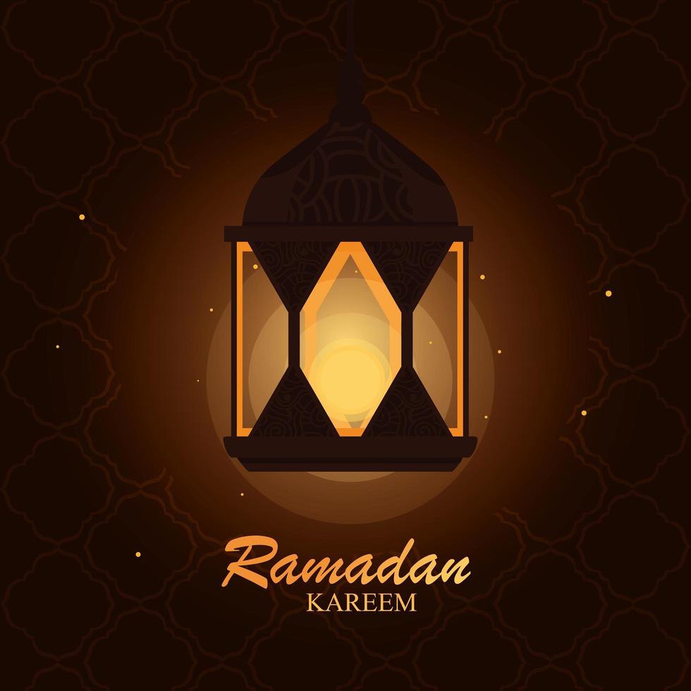 scheda lampada a sospensione ramadan kareem vettore