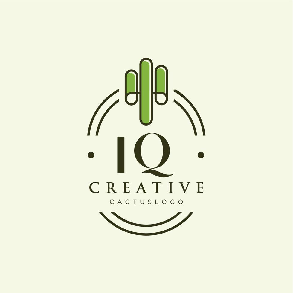 iq iniziale lettera verde cactus logo vettore