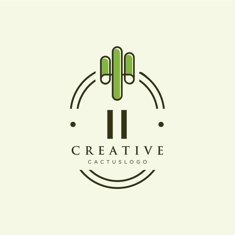 ii iniziale lettera verde cactus logo vettore