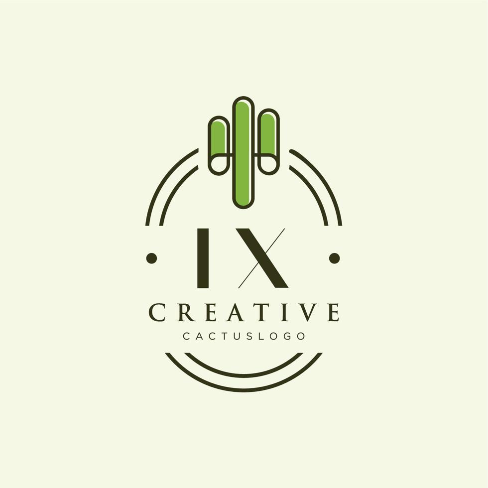 ix iniziale lettera verde cactus logo vettore