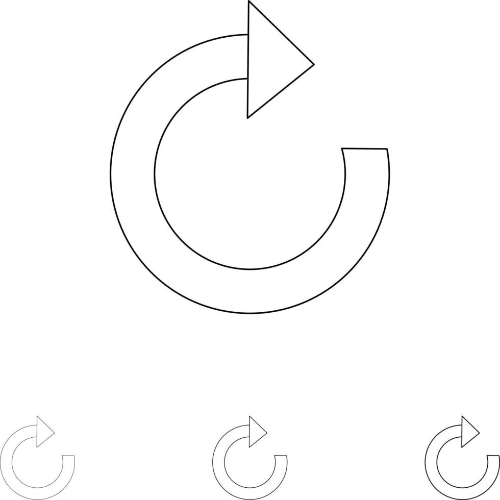 freccia ristabilire ricaricare grassetto e magro nero linea icona impostato vettore