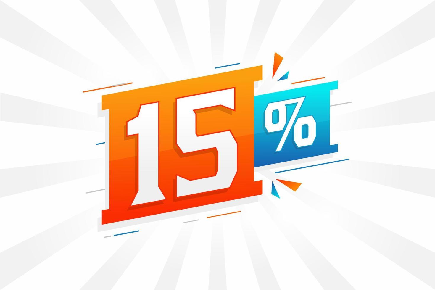 15 sconto marketing bandiera promozione. 15 per cento i saldi promozionale design. vettore