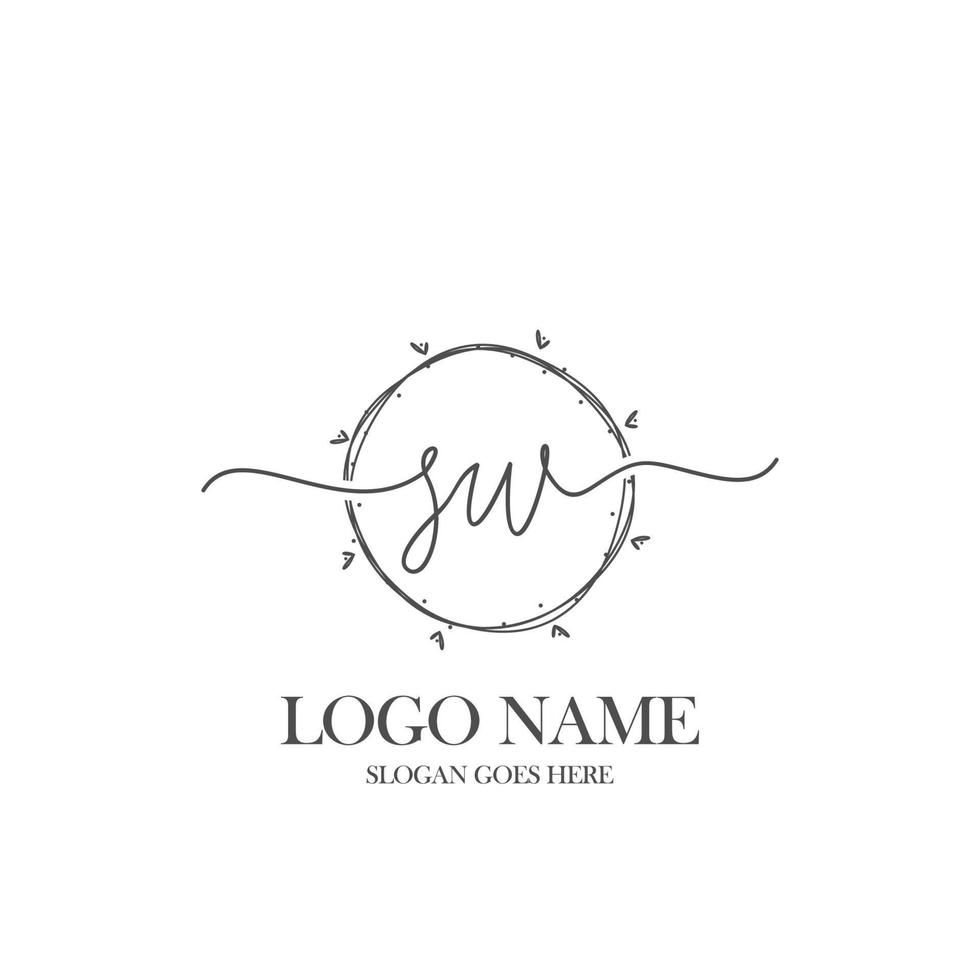 iniziale sw bellezza monogramma e elegante logo disegno, grafia logo di iniziale firma, nozze, moda, floreale e botanico con creativo modello. vettore