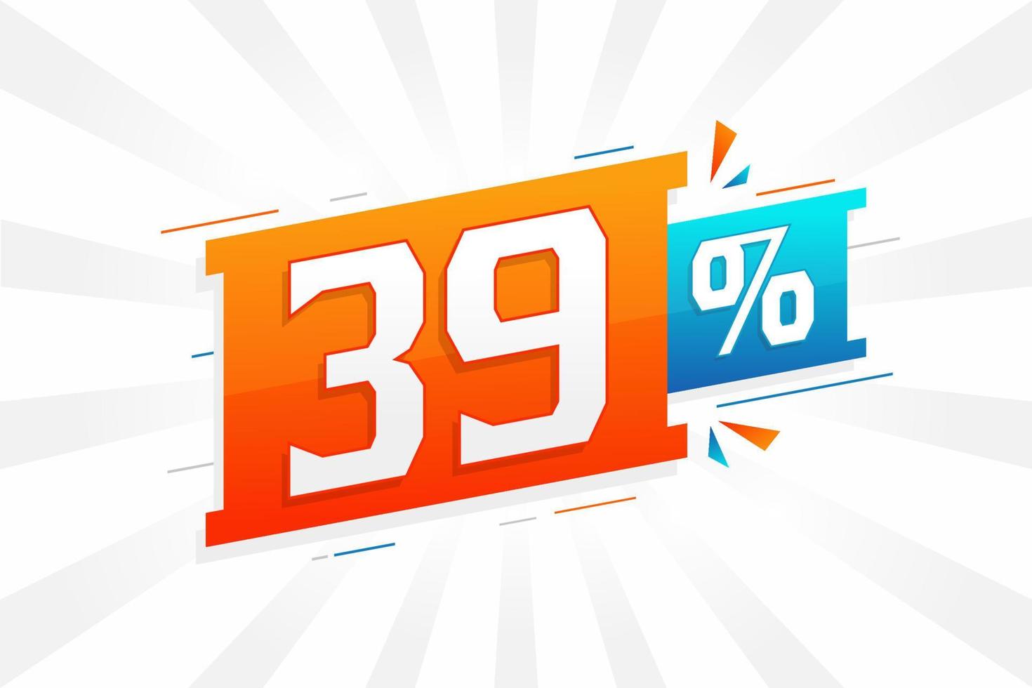 39 sconto marketing bandiera promozione. 39 per cento i saldi promozionale design. vettore