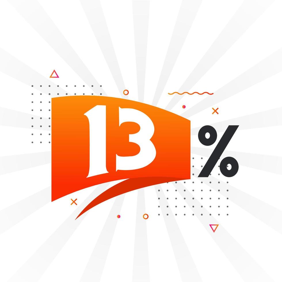 13 sconto marketing bandiera promozione. 13 per cento i saldi promozionale design. vettore