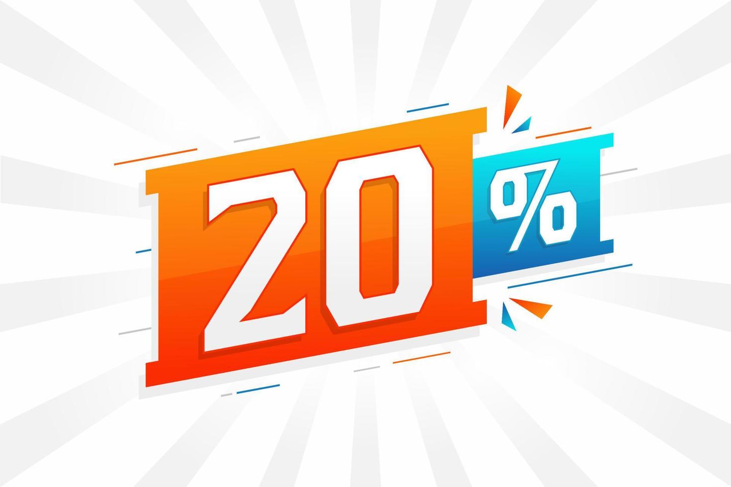 20 sconto marketing bandiera promozione. 20 per cento i saldi promozionale design. vettore