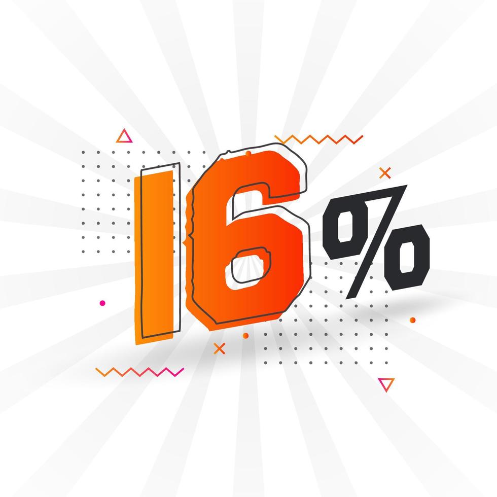 16 sconto marketing bandiera promozione. 16 per cento i saldi promozionale design. vettore