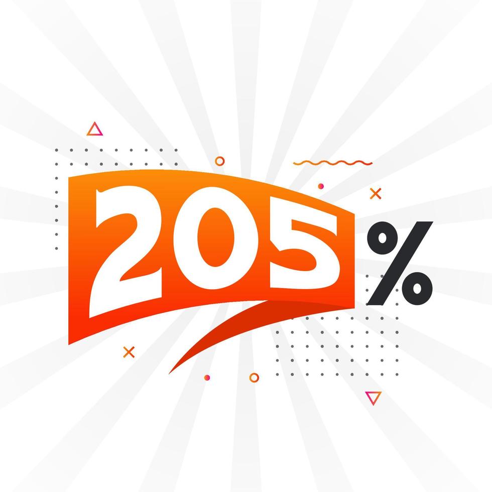 205 sconto marketing bandiera promozione. 205 per cento i saldi promozionale design. vettore