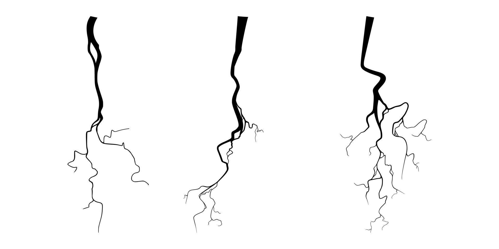 crepa su calcestruzzo o terra dovuto per invecchiamento o siccità. impostato di fessure isolato nel bianca sfondo. vettore illustrazione