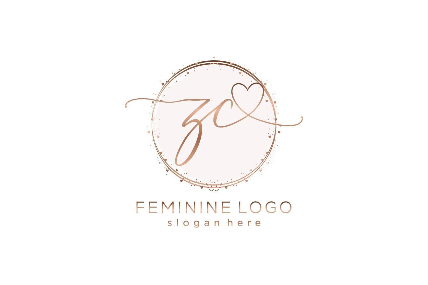 iniziale zc grafia logo con cerchio modello vettore logo di iniziale nozze, moda, floreale e botanico con creativo modello.