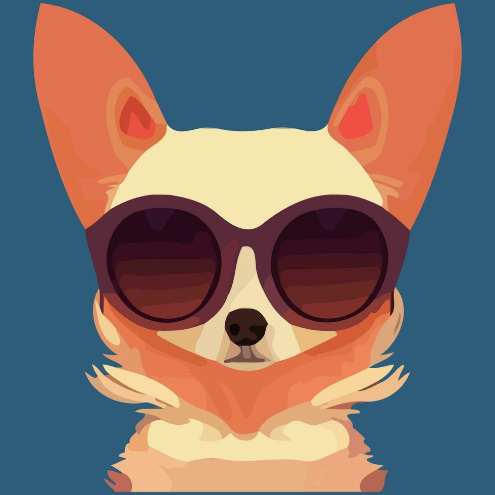illustrazione vettore grafico di colorato cihuahua cane indossare occhiali da sole indossare occhiali da sole isolato bene per icona, mascotte, Stampa, design elemento o personalizzare il tuo design